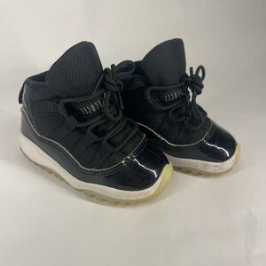 Nike Air Jordan 11 Retro Toddler Black Patent Leather Sneakers Size 6C Kids Shoe